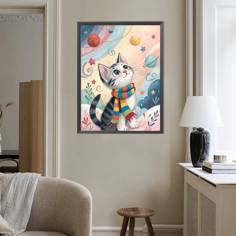 Planets And Cats - Full Round Drill Diamond Painting 40*50CM
