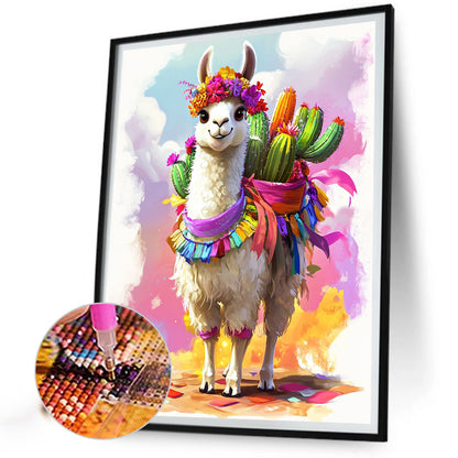 Alpaca In Cactus - Full Round Drill Diamond Painting 40*50CM