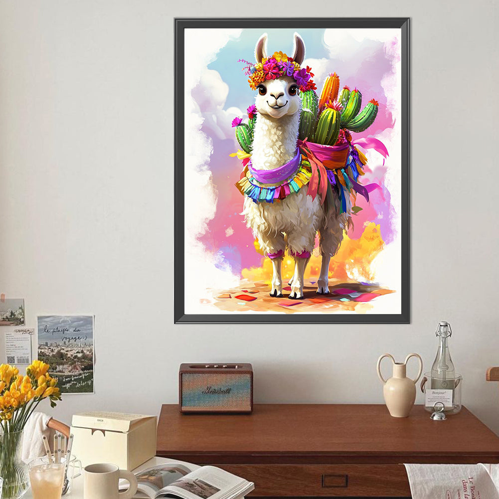 Alpaca In Cactus - Full Round Drill Diamond Painting 40*50CM