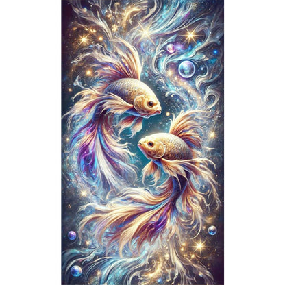 Pisces Playing With Pearls - Full Square Drill Diamond Painting 40*70CM