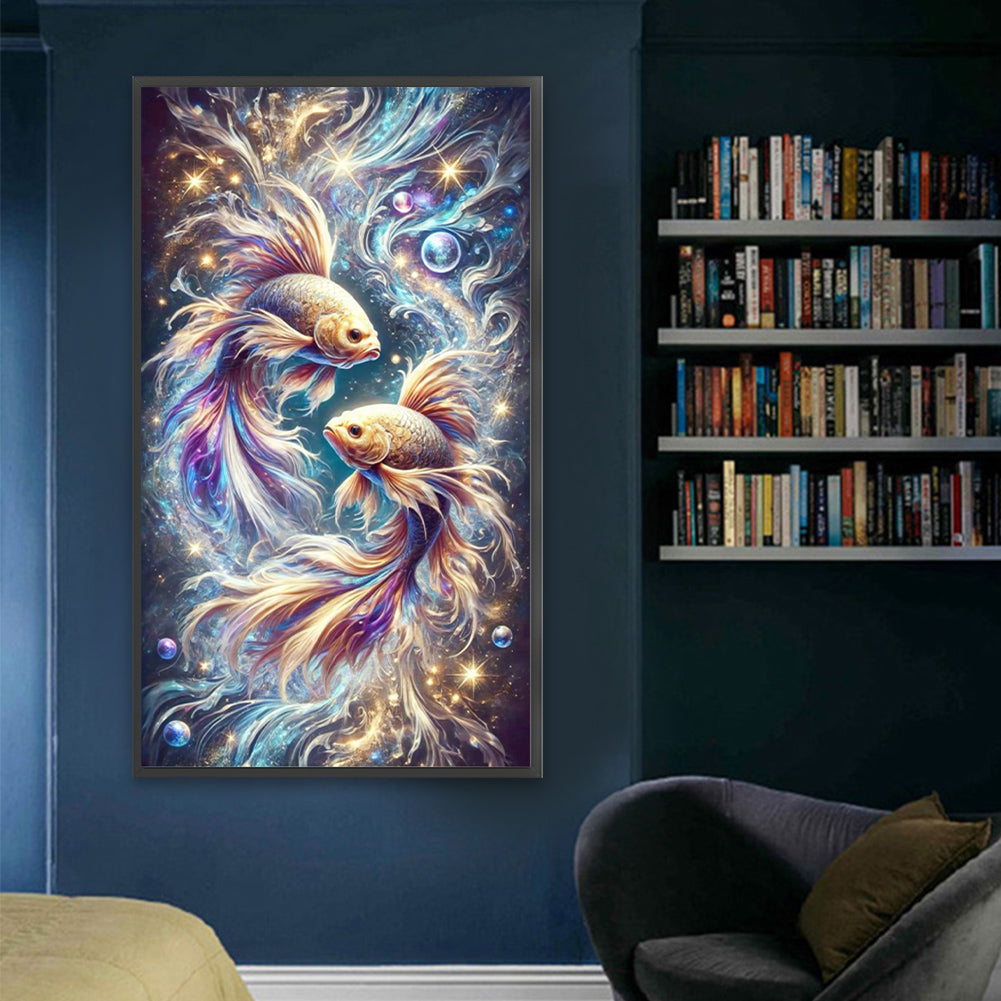 Pisces Playing With Pearls - Full Square Drill Diamond Painting 40*70CM