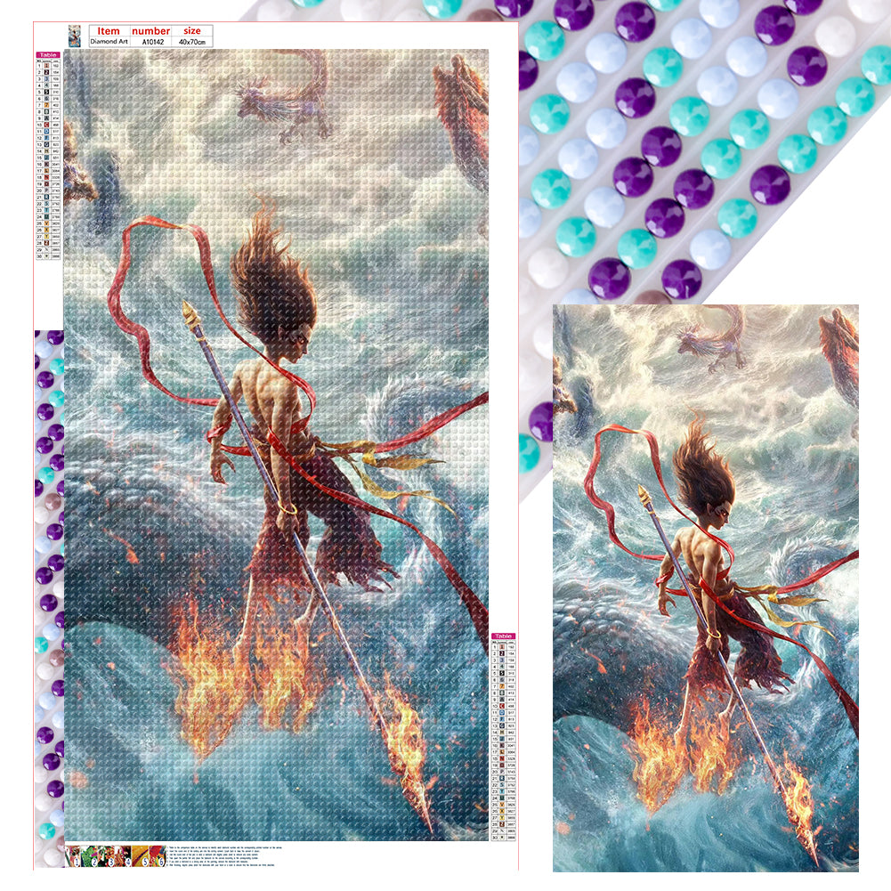 Nezha And The Dragons - Full Round Drill Diamond Painting 40*70CM