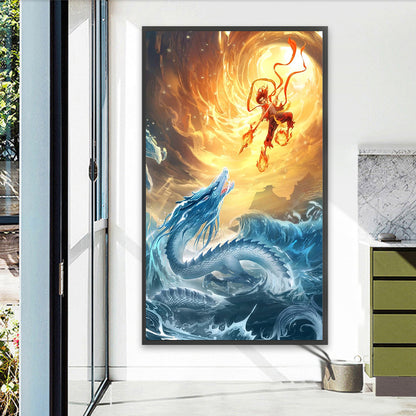 Nezha And The Dragons - Full Round Drill Diamond Painting 40*70CM
