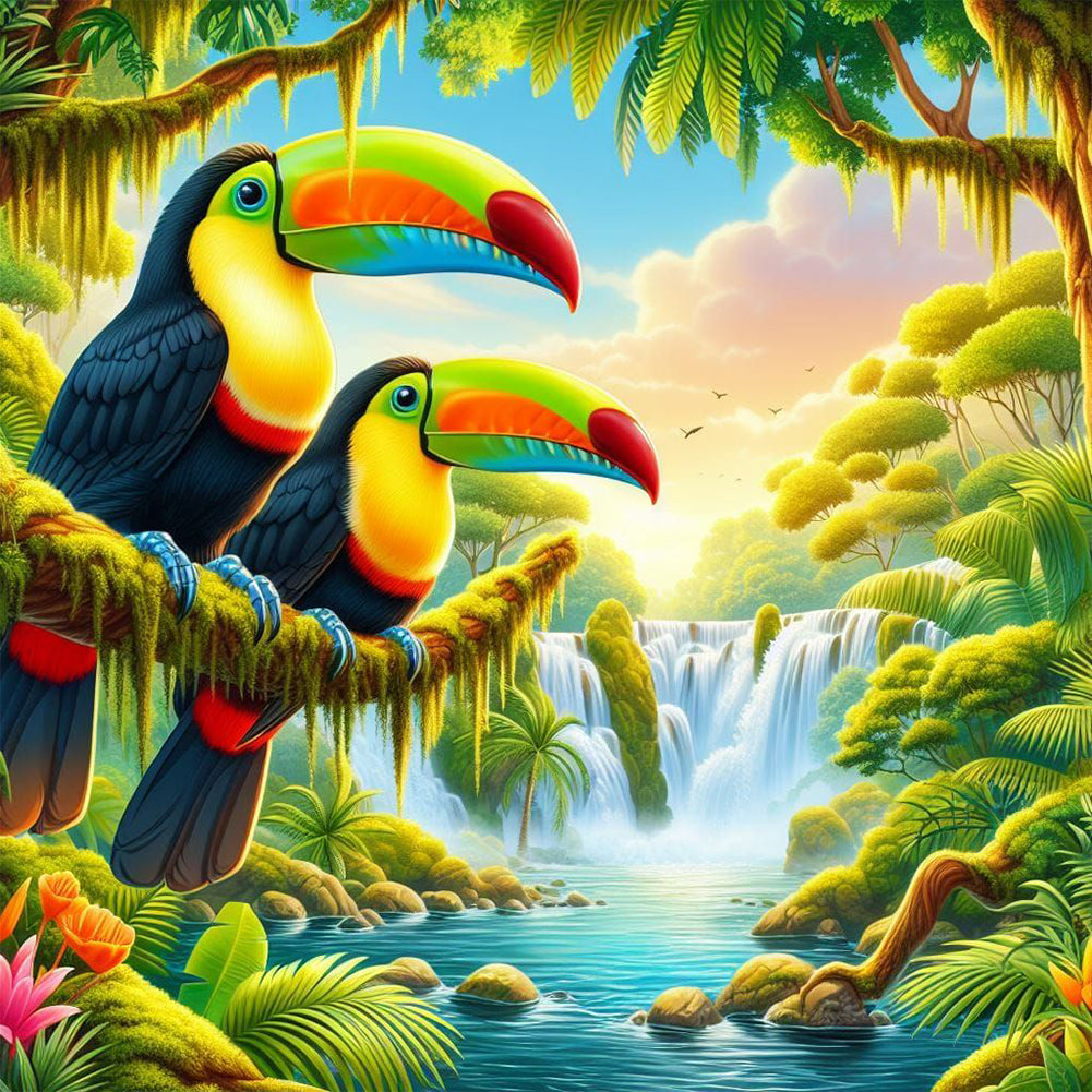 Toucans In Summer Rainforests - Full Round Drill Diamond Painting 30*30CM
