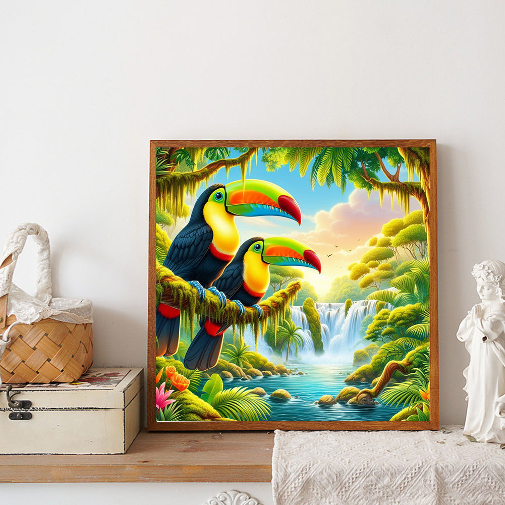 Toucans In Summer Rainforests - Full Round Drill Diamond Painting 30*30CM