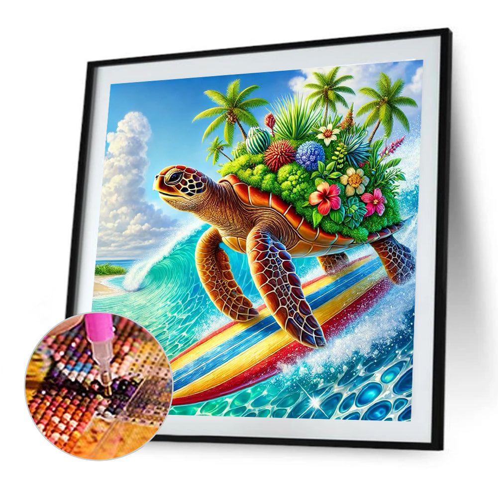 Summer Surfing Turtles - Full Round Drill Diamond Painting 30*30CM