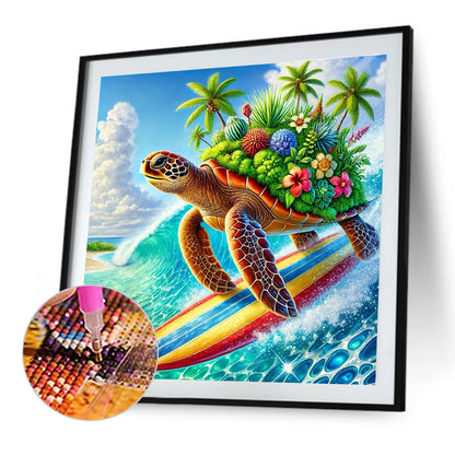 Summer Surfing Turtles - Full Round Drill Diamond Painting 30*30CM
