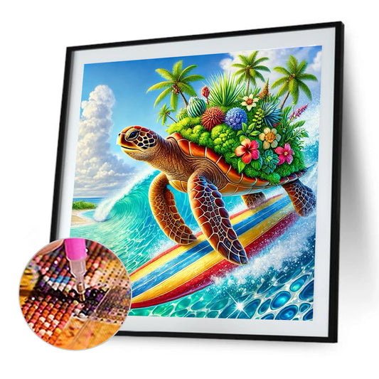 Summer Surfing Turtles - Full Round Drill Diamond Painting 30*30CM