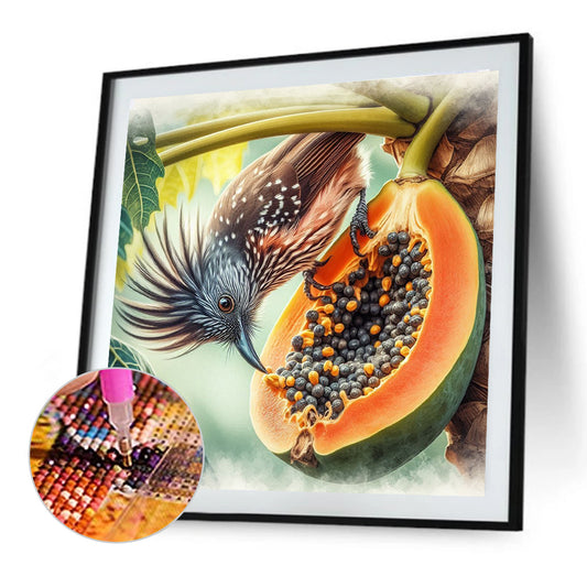 Summer Papaya Palm Finches - Full Round Drill Diamond Painting 30*30CM