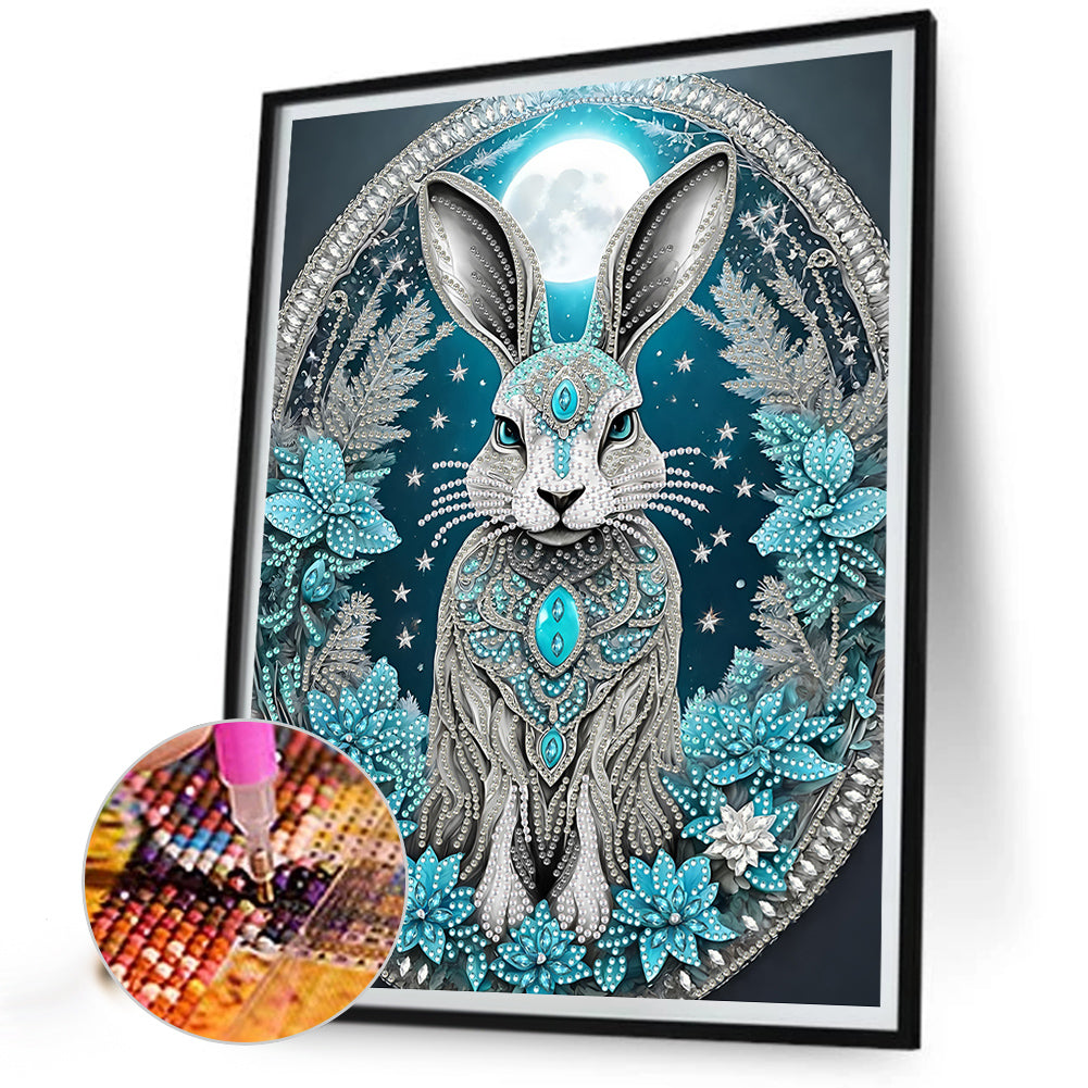 Blue Fantasy Bunny - Special Shaped Drill Diamond Painting 30*40CM