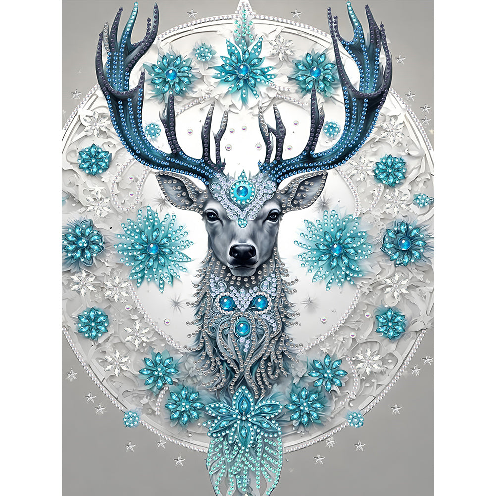 Blue Fantasy Deer - Special Shaped Drill Diamond Painting 30*40CM