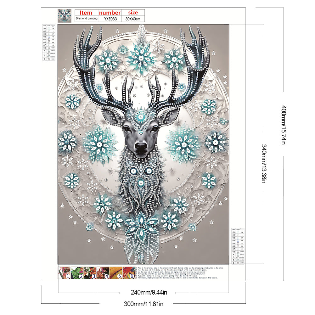 Blue Fantasy Deer - Special Shaped Drill Diamond Painting 30*40CM