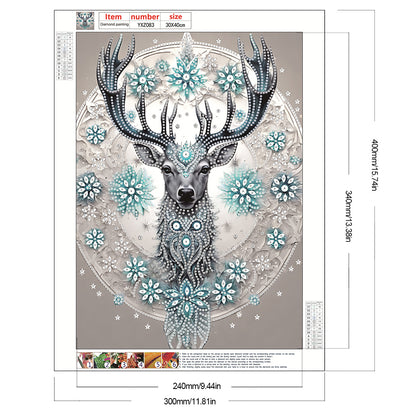 Blue Fantasy Deer - Special Shaped Drill Diamond Painting 30*40CM