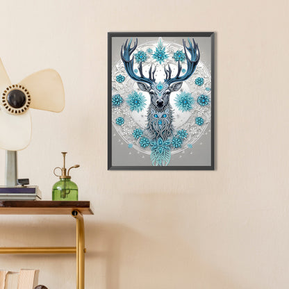 Blue Fantasy Deer - Special Shaped Drill Diamond Painting 30*40CM