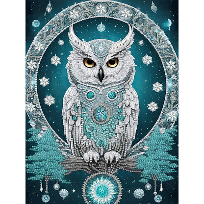 Blue Fantasy Owl - Special Shaped Drill Diamond Painting 30*40CM