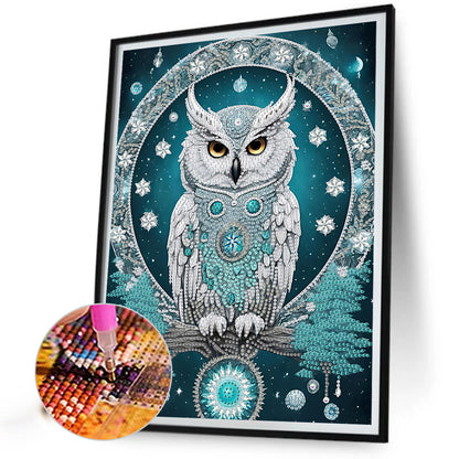 Blue Fantasy Owl - Special Shaped Drill Diamond Painting 30*40CM