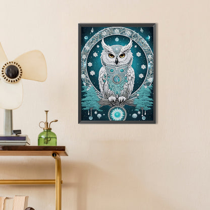 Blue Fantasy Owl - Special Shaped Drill Diamond Painting 30*40CM