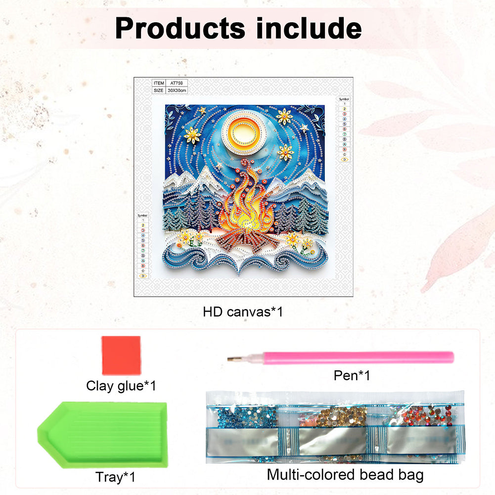 Quilling Paper Painting Winter Flame - Special Shaped Drill Diamond Painting 30*30CM