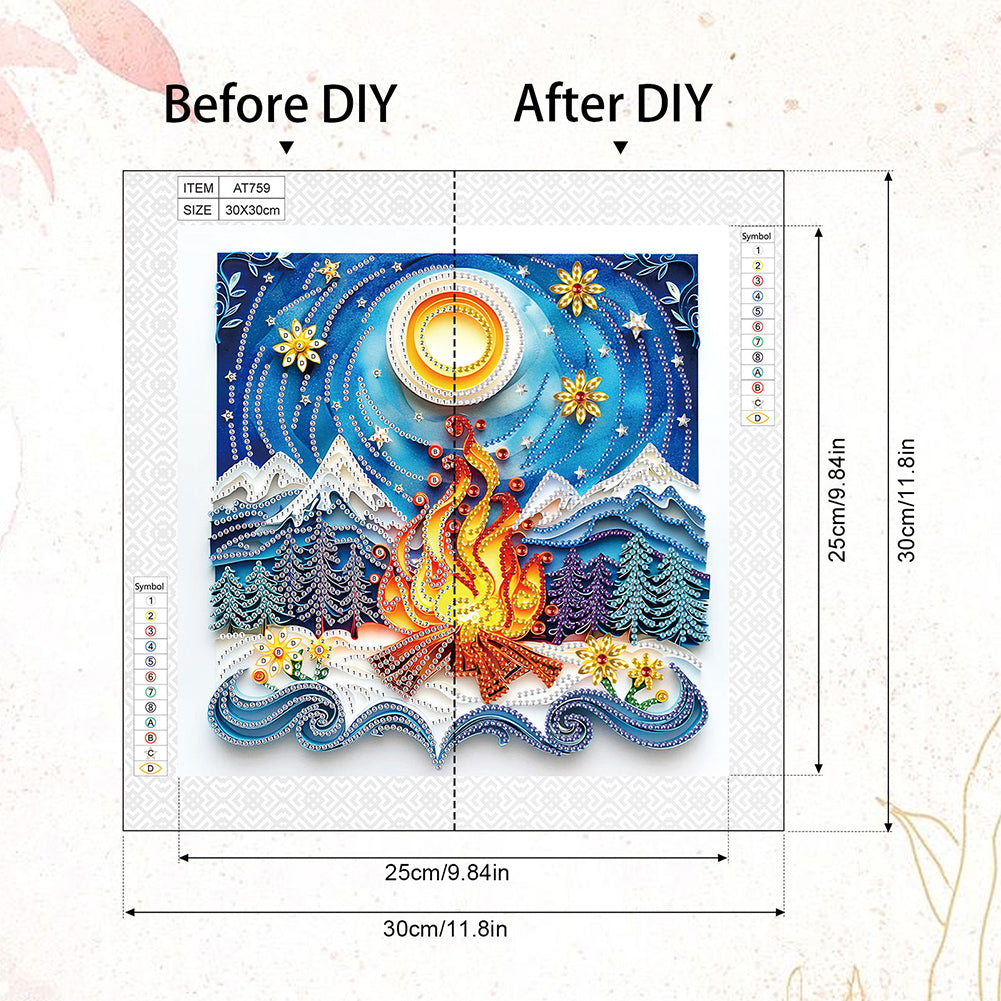 Quilling Paper Painting Winter Flame - Special Shaped Drill Diamond Painting 30*30CM