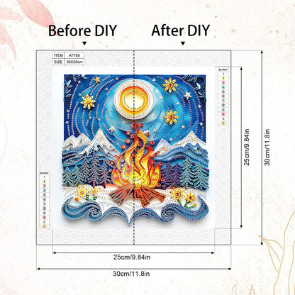 Quilling Paper Painting Winter Flame - Special Shaped Drill Diamond Painting 30*30CM
