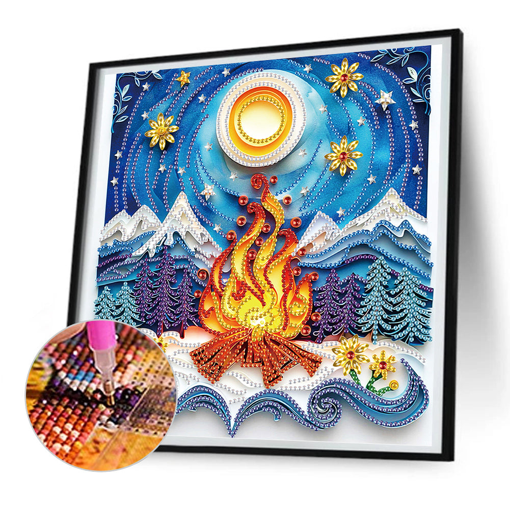 Quilling Paper Painting Winter Flame - Special Shaped Drill Diamond Painting 30*30CM