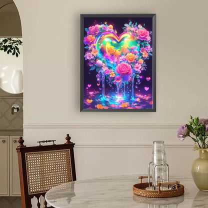 Colorful Hearts And Flowers - Full Round Drill Diamond Painting 30*40CM