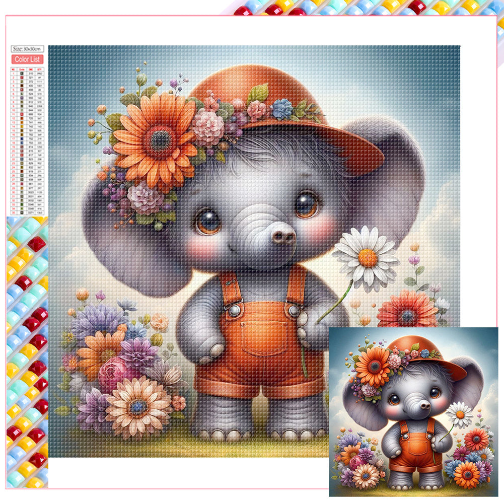 Elephant'S Garden - Full Square Drill Diamond Painting 30*30CM