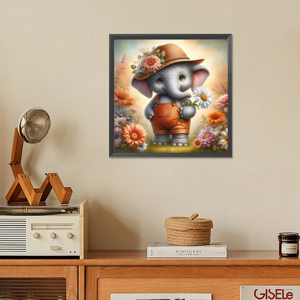 Elephant'S Garden - Full Square Drill Diamond Painting 30*30CM