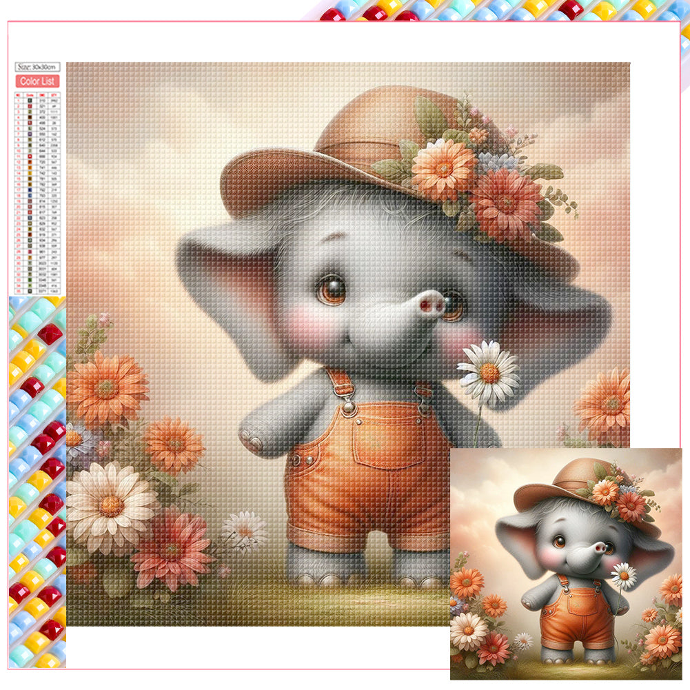 Elephant'S Garden - Full Square Drill Diamond Painting 30*30CM