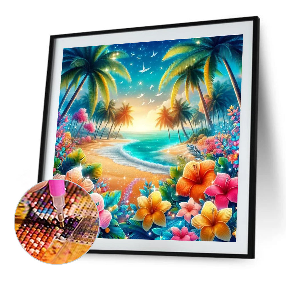 Colorful Beach - Full Round Drill Diamond Painting 30*30CM