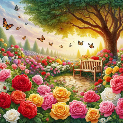 Flower Sea Scenery - Full Round Drill Diamond Painting 30*30CM