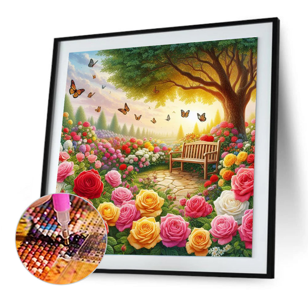 Flower Sea Scenery - Full Round Drill Diamond Painting 30*30CM