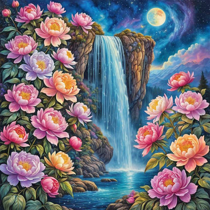 Waterfall Scenery - Full Round Drill Diamond Painting 30*30CM