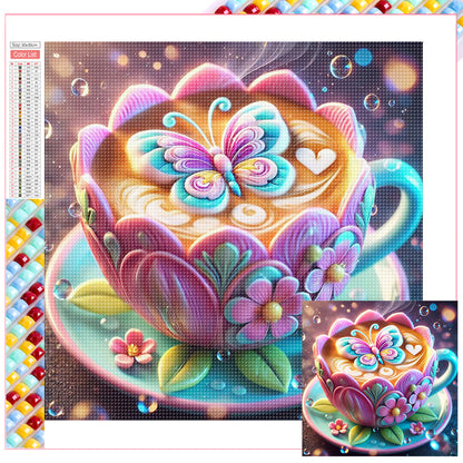 Lotus Coffee Cup - Full Square Drill Diamond Painting 30*30CM