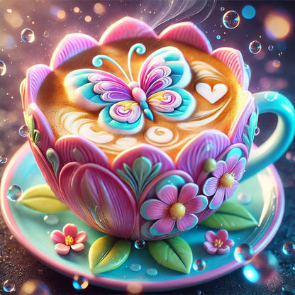 Lotus Coffee Cup - Full Square Drill Diamond Painting 30*30CM