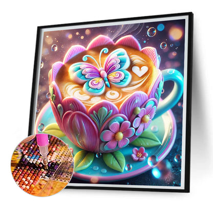 Lotus Coffee Cup - Full Square Drill Diamond Painting 30*30CM