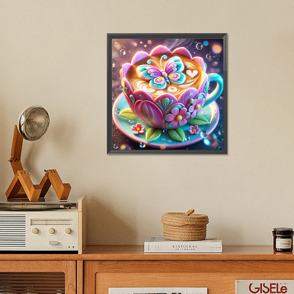 Lotus Coffee Cup - Full Square Drill Diamond Painting 30*30CM