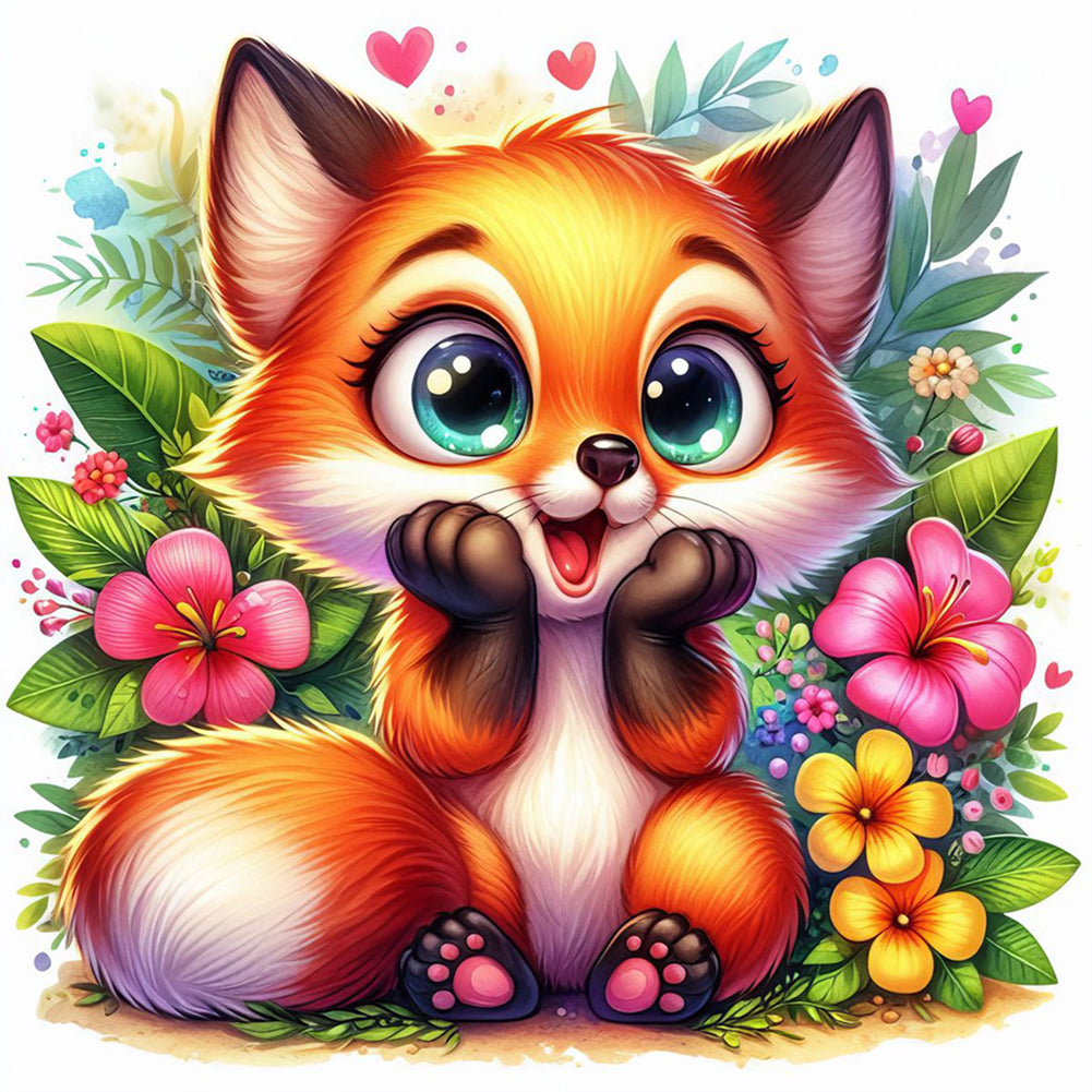 Big Eye Fox - Full Round Drill Diamond Painting 30*30CM