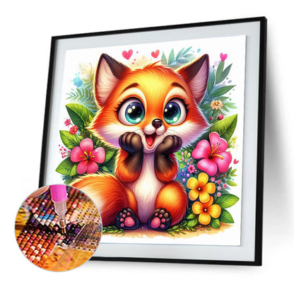 Big Eye Fox - Full Round Drill Diamond Painting 30*30CM