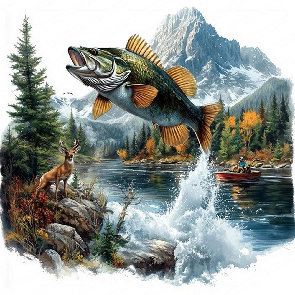 Mountain Fish - Full Round Drill Diamond Painting 30*30CM