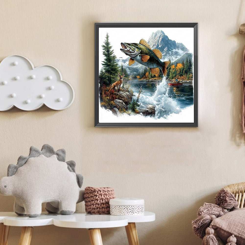 Mountain Fish - Full Round Drill Diamond Painting 30*30CM