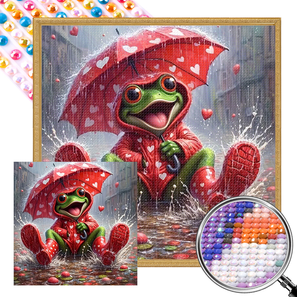 Red Clothes Frog - Full AB Round Drill Diamond Painting 40*40CM
