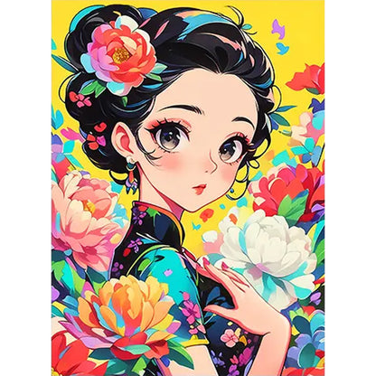 Illustrated Girl - Full AB Square Drill Diamond Painting 40*55CM