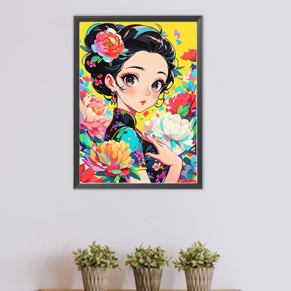 Illustrated Girl - Full AB Square Drill Diamond Painting 40*55CM