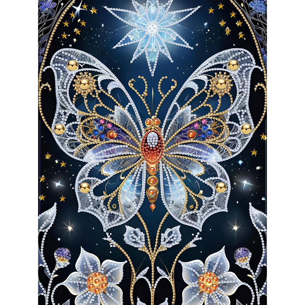 Dream Butterfly Flower - Special Shaped Drill Diamond Painting 30*40CM