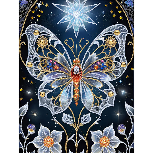 Dream Butterfly Flower - Special Shaped Drill Diamond Painting 30*40CM