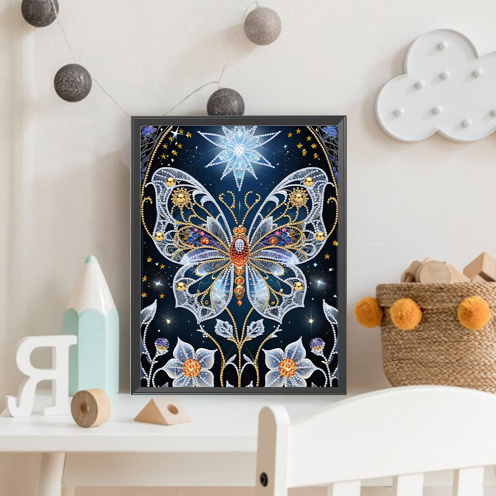 Dream Butterfly Flower - Special Shaped Drill Diamond Painting 30*40CM