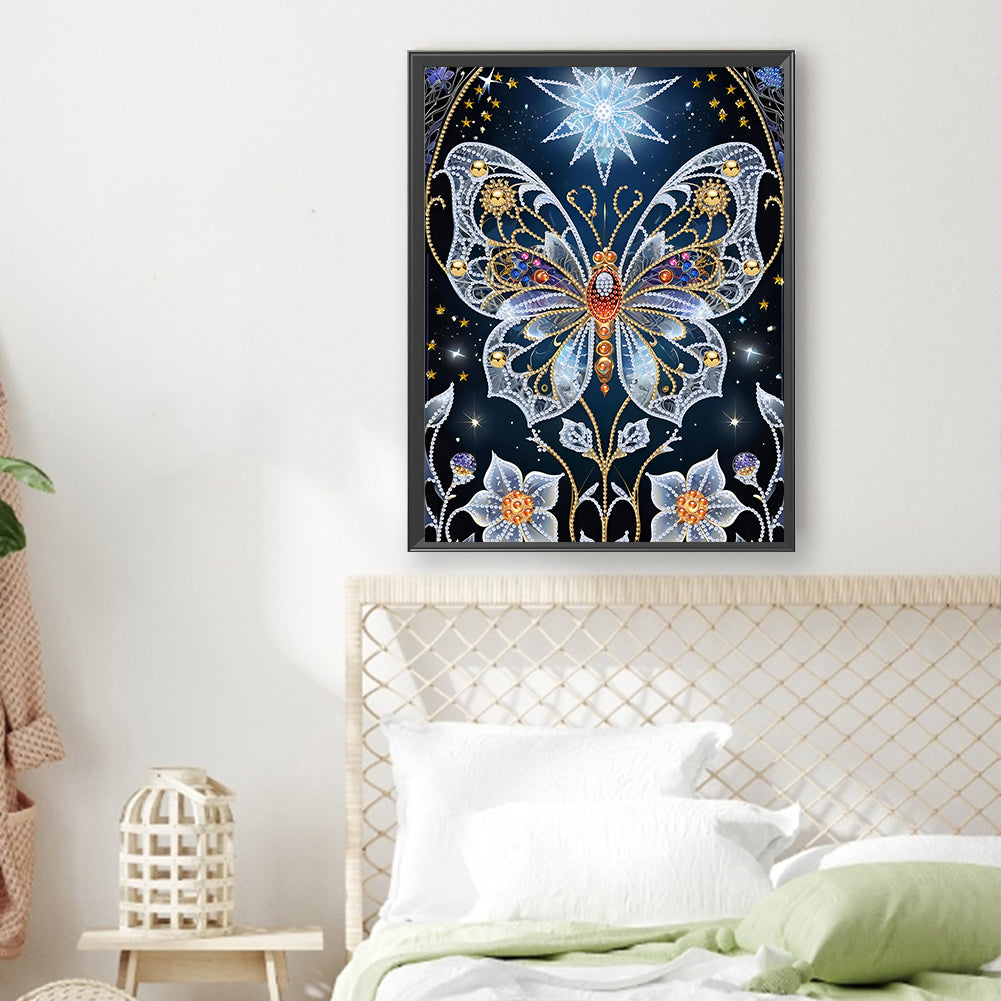 Dream Butterfly Flower - Special Shaped Drill Diamond Painting 30*40CM