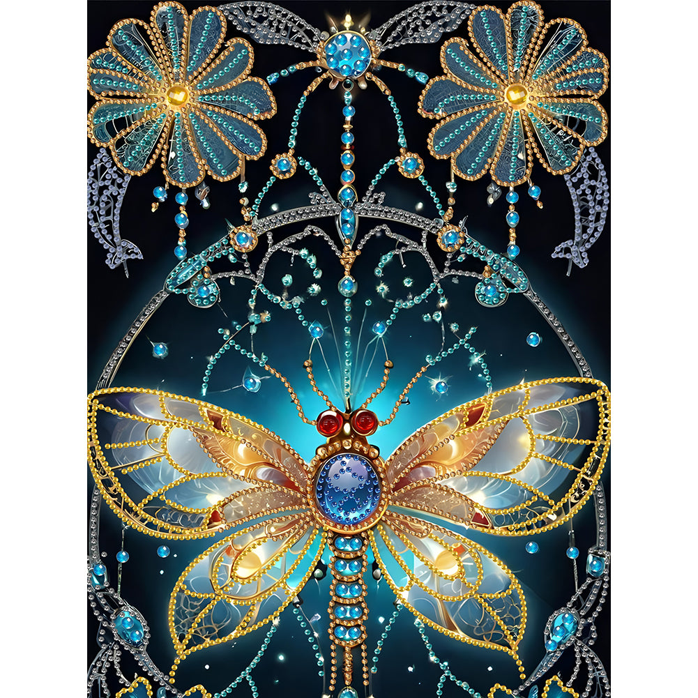 Dream Butterfly Flower - Special Shaped Drill Diamond Painting 30*40CM