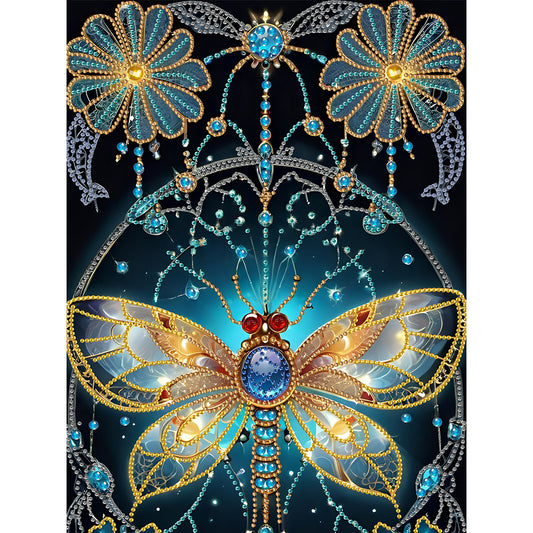 Dream Butterfly Flower - Special Shaped Drill Diamond Painting 30*40CM